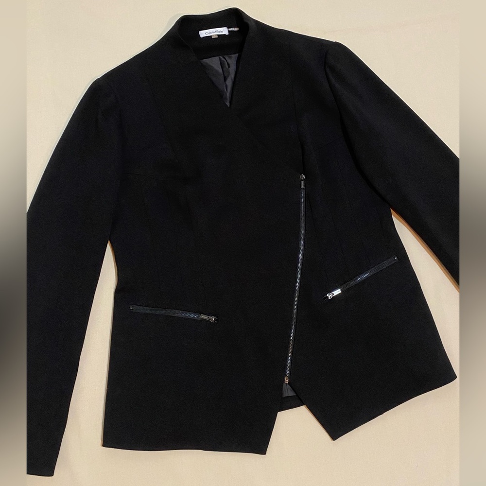 Calvin Klein blazer with asymmetric zipper